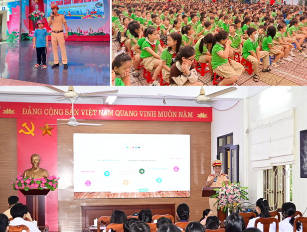 Công an quận Ngô Quyền phối hợp tổ chức tuyên truyền an toàn giao thông tại Trường THCS Lạc Viên và Tiểu học Trần Quốc Toản